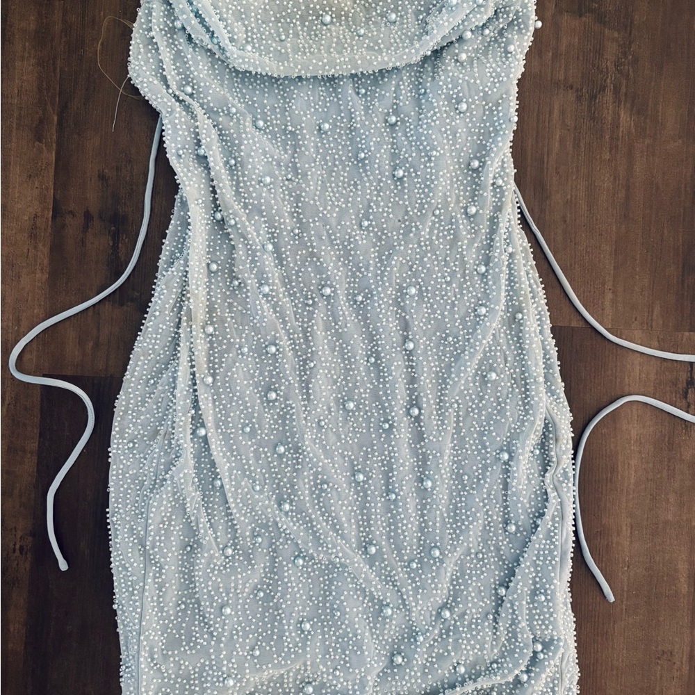 Oh Polly Light Blue Beaded Dress